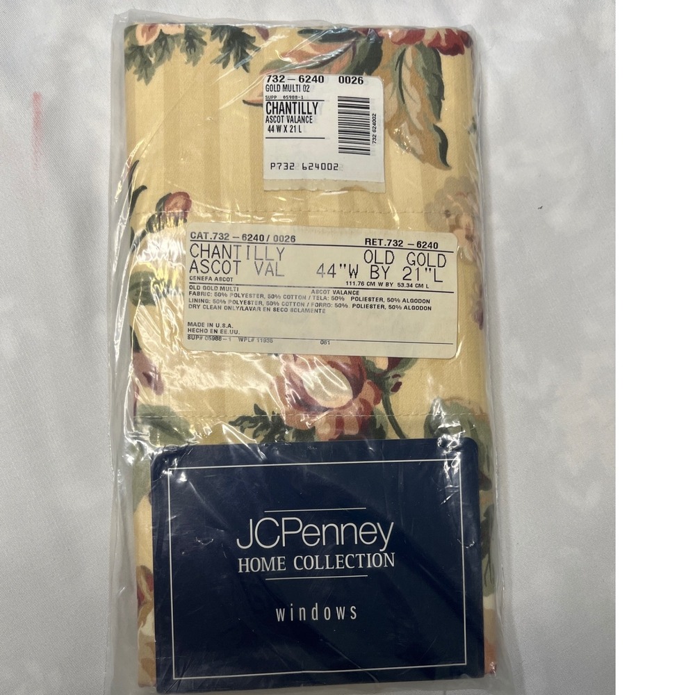 Vintage JC Penny Chantilly Ascot Valance 44x21‎ New Old Stock Old Gold